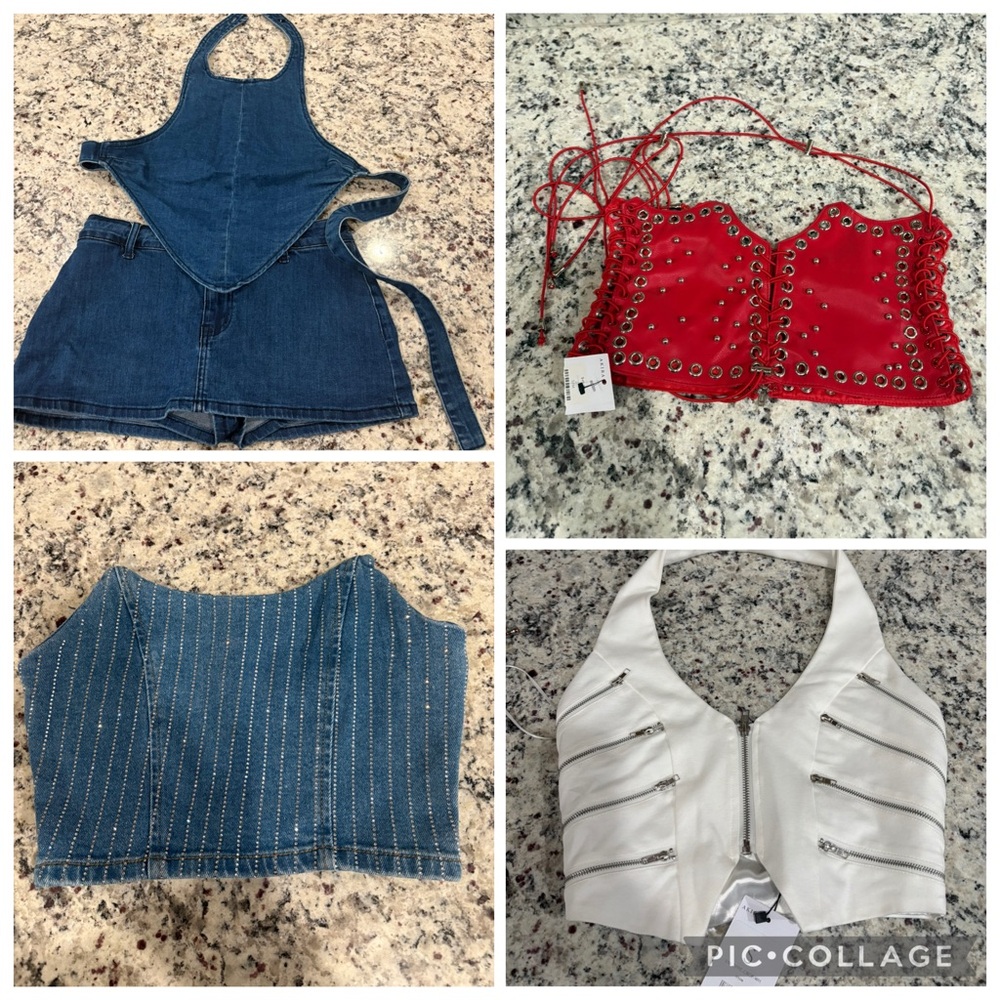 3 Akira tops 1 edikted skirt set all size small NEW